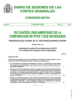 Diario De Sesiones De Comisiones Mixtas De Control Parlamentario De