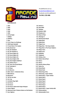 Arcade Rewind New 2475 in 1 Games List