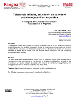 Telenovela Aliados, Educación En Valores Y Activismo Juvenil En Argentina