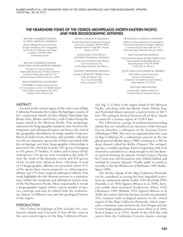 THE NEARSHORE FISHES of the CEDROS ARCHIPELAGO (NORTH-EASTERN PACIFIC) and THEIR BIOGEOGRAPHIC AFFINITIES Arturo Ramírez-Valdez Deivis S