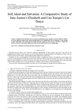 A Comparative Study of Jane Austen's Elizabeth and Cao Xueqin's Lin