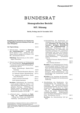 Stenografischer Bericht 917. Sitzung