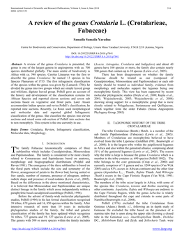 A Review of the Genus Crotalaria L. (Crotalarieae, Fabaceae)