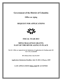 Request for Applications FY 2013 Mini-Challenge Grants: East of The