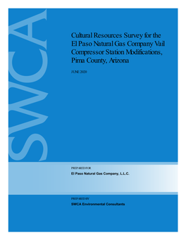 Cultural Resources Survey for the El Paso Natural Gas Company Vail Compressor Station Modifications, Pima County, Arizona