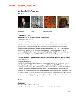 LACMA Public Programs July 2014