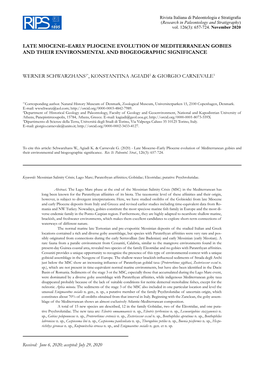 Late Miocene–Early Pliocene Evolution of Mediterranean Gobies and Their Environmental and Biogeographic Significance