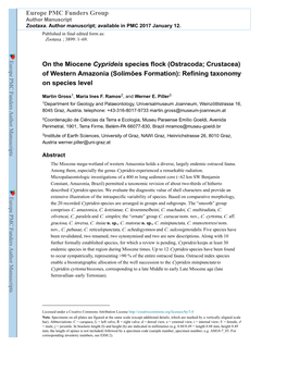 On the Miocene Cyprideis Species Flock (Ostracoda; Crustacea) of Western Amazonia (Solimões Formation): Refining Taxonomy on Species Level