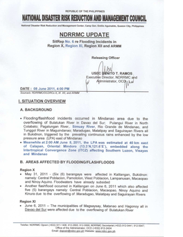 NDRRMC Update Sitrep No. 6 Flashfloods in Reg X, XI,XII