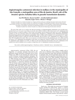 Angiostrongylus Cantonensis Infection in Molluscs in the Municipality Of