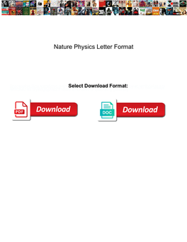 Nature Physics Letter Format