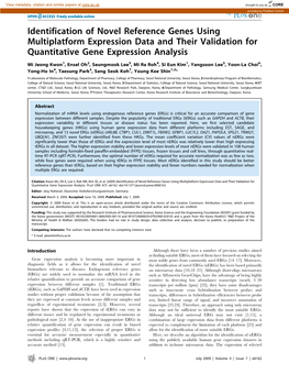 Identification of Novel Reference Genes Using Multiplatform Expression Data and Their Validation for Quantitative Gene Expression Analysis