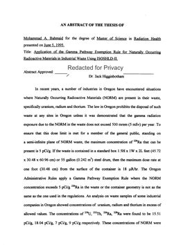 Application of the Gamma Pathway Exemption Rule for Naturally Occurring Radioactive Materials in Industrial Waste Using ISOSHLD-11