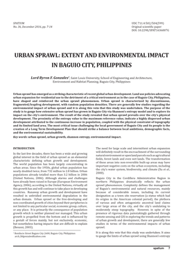 Urban Sprawl: Extent and Environmental Impact in Baguio City, Philippines