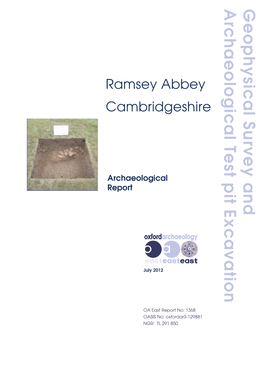 Geophysical Survey and Archaeological Test Pit Excavation