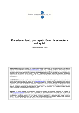 Encadenamiento Por Repetición En La Estructura Coloquial