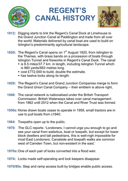 Regent's Canal Timeline