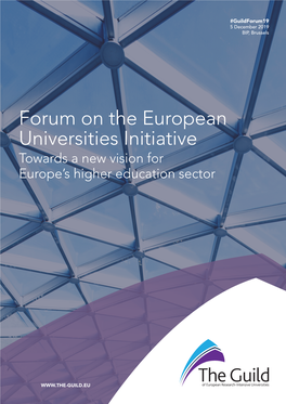 Forum on the European Universities Initiative Towards a New Vision for Europe’S Higher Education Sector