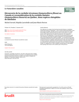 Découverte De La Cordulie Tricoteuse (Somatochlora Filosa)