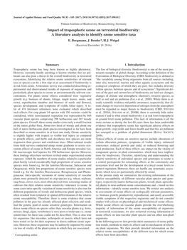 Impact of Tropospheric Ozone on Terrestrial Biodiversity: a Literature Analysis to Identify Ozone Sensitive Taxa E