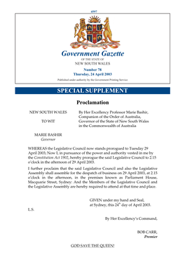 Gazette No 78 of 24 April 2003