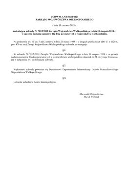 Uchwała Nr 3682/2021 Zarządu Województwa Wielkopolskiego