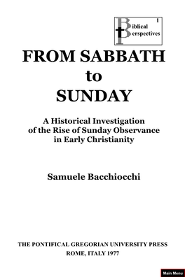 FROM SABBATH to SUNDAY