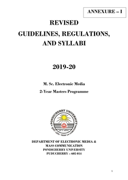 Revised Guidelines, Regulations, and Syllabi