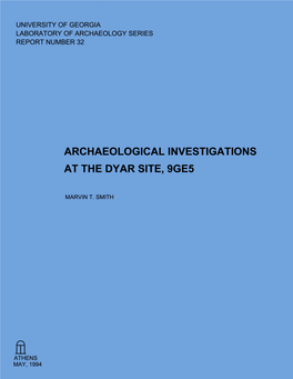 Archaeological Investigations at the Dyar Site, 9GE5