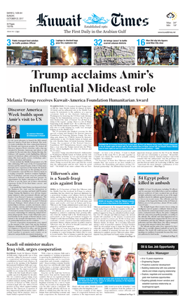 Trump Acclaims Amir's Influential Mideast Role
