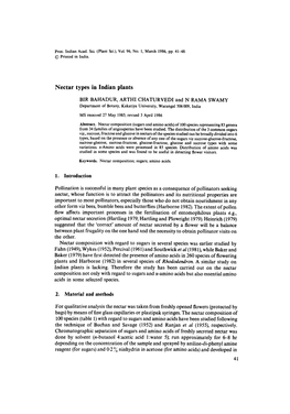 Nectar Types in Indian Plants