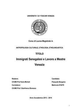 Immigrati Senegalesi E Lavoro a Mestre Venezia