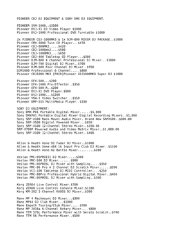 Pioneer Cdj Dj Equipment & Sony Dmx Dj Equipment