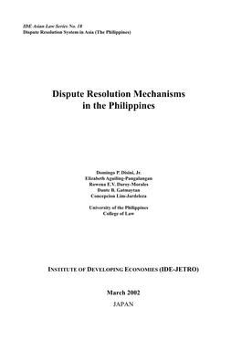 Dispute Resolution Mechanisms in the Philippines