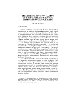 Multistate Decision Making for Renewable Energy and Transmission: an Overview