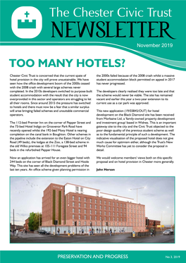 Civic Trust NEWSLETTER November 2019 TOO MANY HOTELS?