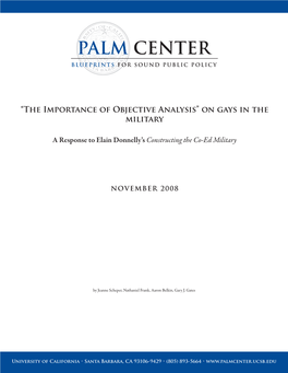 “The Importance of Objective Analysis” on Gays in the Military