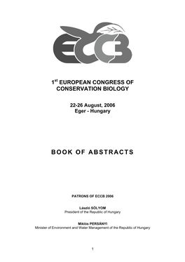 1St European Congress on Conservation Biology
