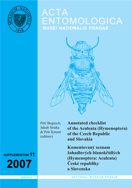 ACTA ENTOMOLOGICA MUSEI NATIONALIS PRAGAE Supplementum 11 (2007)