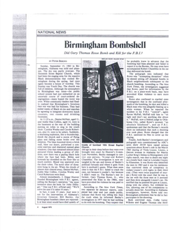 Birmingham Bombshell Did Gary Thomas Rowe Bomb and Kill for the F.B.L?