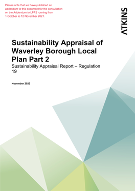 Sustainability Appraisal of Waverley Borough Local Plan Part 2 Sustainability Appraisal Report – Regulation 19