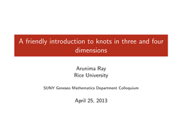 A Friendly Introduction to Knots in Three and Four Dimensions