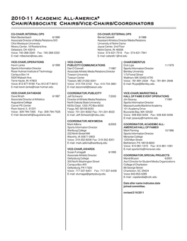 2010-11 Academic All-America Chair/Associate Chairs