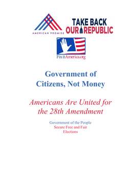 Government of Citizens, Not Money Americans Are United for the 28Th
