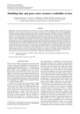 Modelling Blue and Green Water Resources Availability in Iran