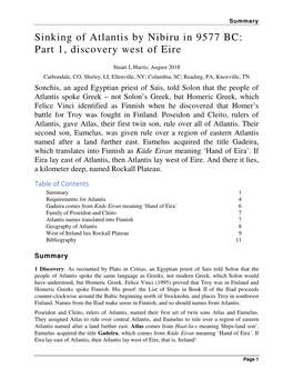 Sinking of Atlantis by Nibiru in 9577 BC: Part 1, Discovery West of Eire