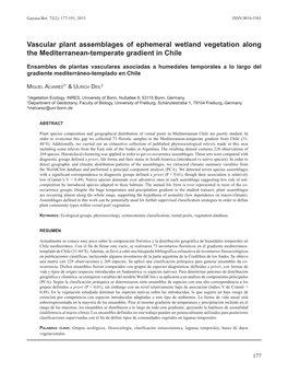 Vascular Plant Assemblages of Ephemeral Wetland Vegetation Along the Mediterranean-Temperate Gradient in Chile