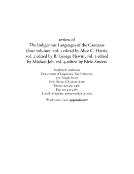 Review of the Indigenous Languages of the Caucasus