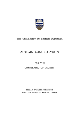 Autumn Congregation