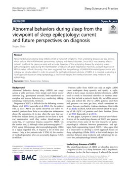 Abnormal Behaviors During Sleep from the Viewpoint of Sleep Epileptology: Current and Future Perspectives on Diagnosis Shigeru Chiba